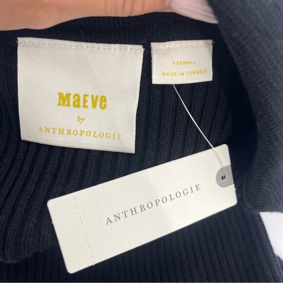 ANTHROPOLOGIE Maeve Black V-Neck Bell Sleeve Sweater Gold Button Size XXS NEW - Picture 6 of 10